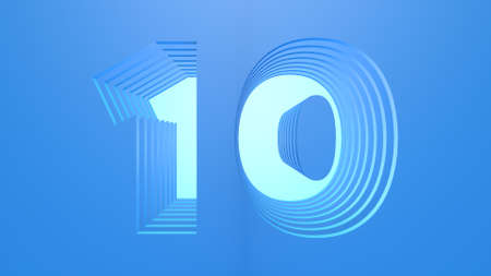 A 3D number in light blue color with a dark blue background. Layered design.の写真素材