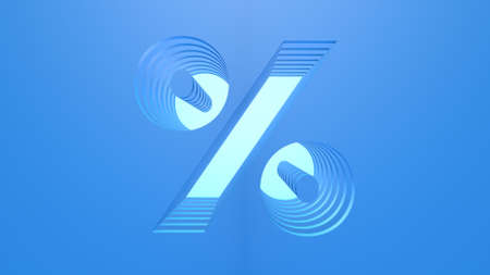 A 3D mathematical sign in light blue color with a dark blue background. Layered design.