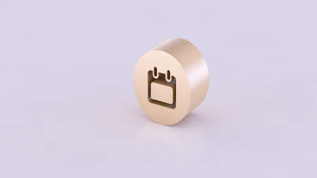 3D isolated golden colored slice of a cylinder seen from side view containing technology icons. On a white background.の写真素材