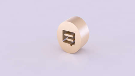 3D isolated golden colored slice of a cylinder seen from side view containing technology icons. On a white background.の写真素材