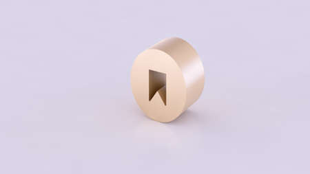 3D isolated golden colored slice of a cylinder seen from side view containing technology icons. On a white background.の写真素材