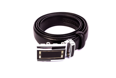 Men black belt isolated on white.の写真素材