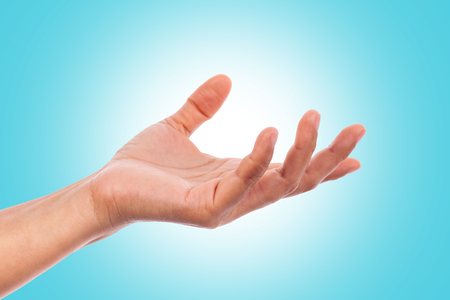 Woman hand on skyの写真素材
