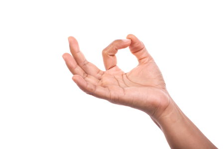 Woman hand isolated on whiteの写真素材