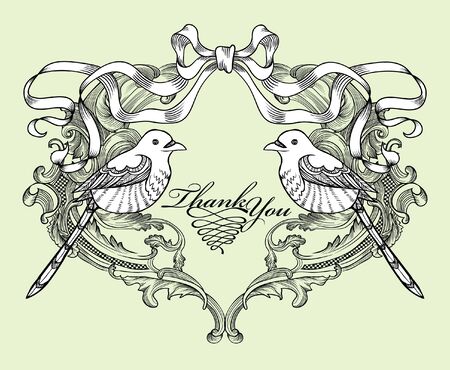 pair of birds cardのイラスト素材