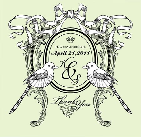 card with ribbon and vintage styleのイラスト素材