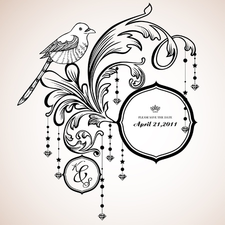 vintage invitation card for weddingのイラスト素材