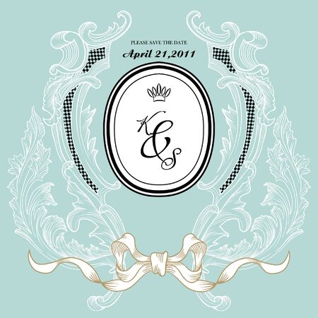 vintage invitation card for weddingのイラスト素材