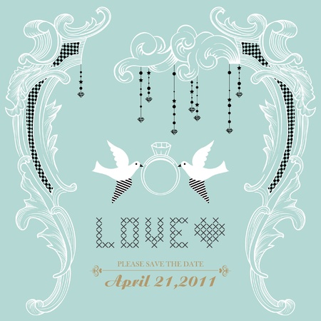 vintage invitation card for weddingのイラスト素材