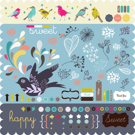 bookmark tags and srcapbook elementsのイラスト素材