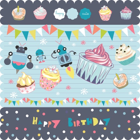 scrapbook cupcakes elementsのイラスト素材