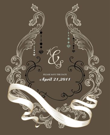 vintage invitation cardのイラスト素材