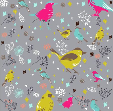 bird wallpaper best for fabric printsのイラスト素材