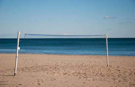 Volleyball net on the beachの写真素材