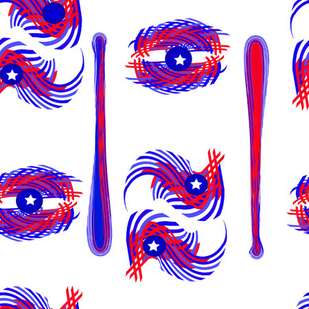 Baseball pattern blue red whiteのイラスト素材