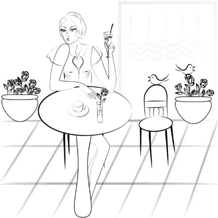 glass of wine and a cup of coffeeのイラスト素材