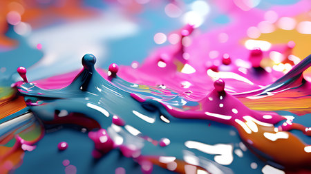 Colorful paint splashes as abstract background. 3d illustration. ai generatedの素材