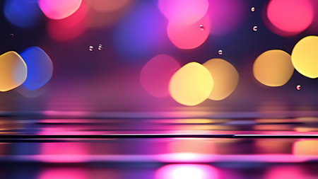 abstract background with bokeh defocused lights and water surface. ai generatedの素材
