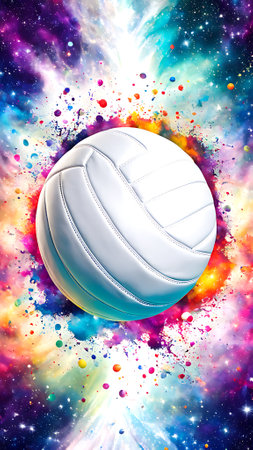 Volleyball ball on abstract colorful background. 3D illustration..generated by AIの素材
