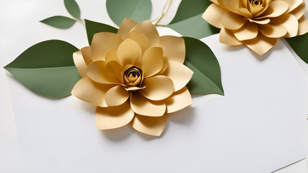 Paper flower made of paper on white background. Floral decoration. .generated by AIの素材