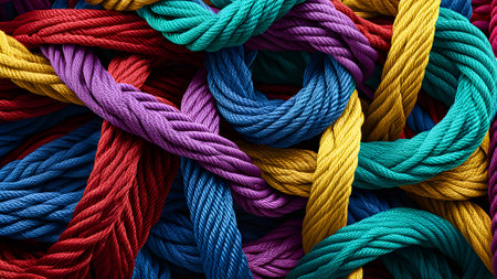 Multicolored rope background. Multicolored rope texture close up.. generated by AIの素材
