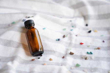 Amber glass bottles for cosmetic useの写真素材