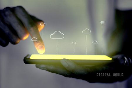 Hologram projector screen with cloud system technologyの写真素材