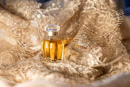 Small perfume bottle with natural backgroundの写真素材