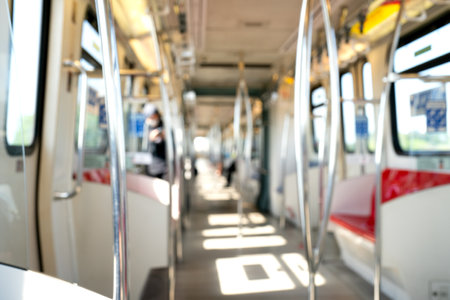 Blurred image of public transport for use as background or wallpaper.の写真素材