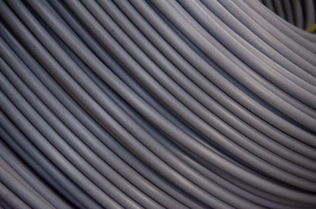 A drum on grey jacket cableの写真素材