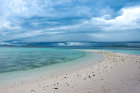 Tropical beach with blue sky. Beautiful nature backgroundの写真素材