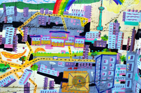 photo of urban art on abandoned city places rousse children work 