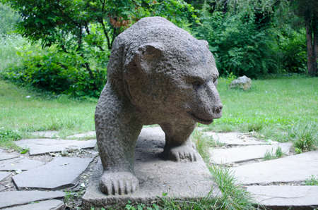 Granite sculpture in the form of a bear in Rousse Bulgariaの写真素材
