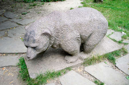 Granite sculpture in the form of a bear in Rousse Bulgariaの写真素材