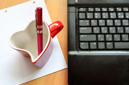 Love internet concept pen and glassの写真素材