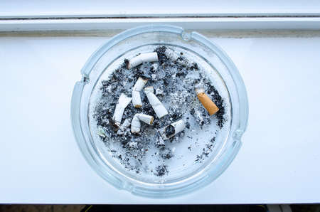Ashtray Full of Cigarettes burntの写真素材