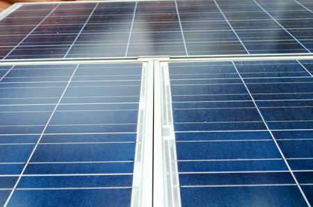 Close up of solar power plant panels.