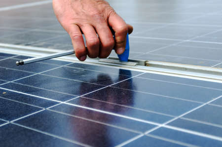 Close up of Solar Panel Clamp Mount