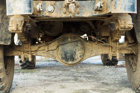 detail of an old, dirty military truckの写真素材
