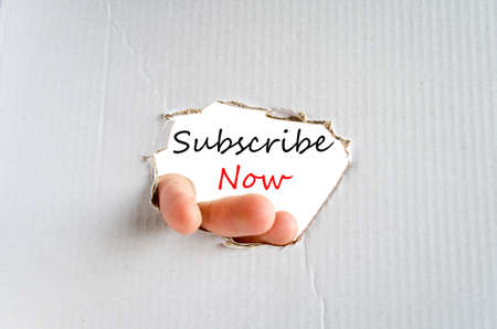 Subscribe now hand concept isolated over white backgroundの写真素材