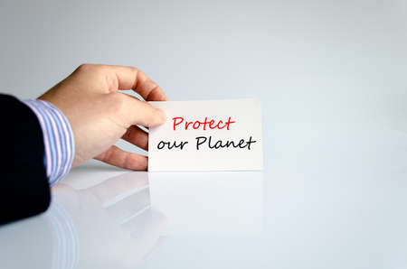Protect our planet text concept isolated over white backgroundの写真素材