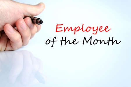 Employee of the month text concept isolated over white backgroundの写真素材