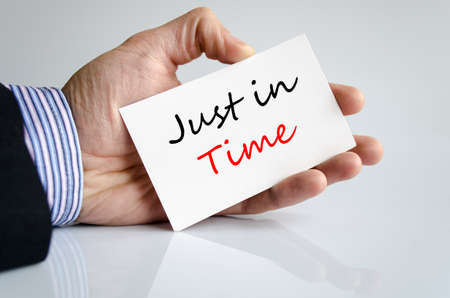 Just in time text concept isolated over white backgroundの写真素材