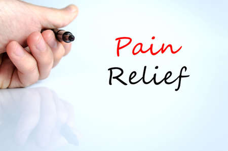 Pain relief text concept isolated over white backgroundの写真素材