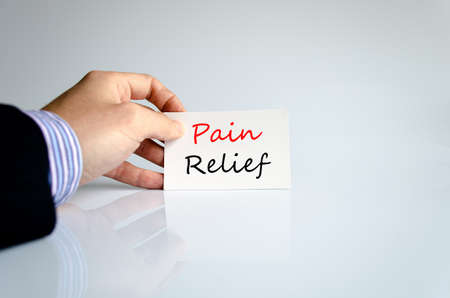 Pain relief text concept isolated over white backgroundの写真素材