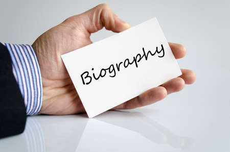 Biography text concept isolated over white backgroundの写真素材