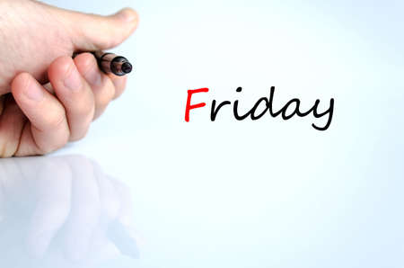 Friday text concept isolated over white backgroundの写真素材