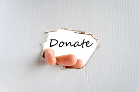 Donate text concept isolated over white backgroundの写真素材