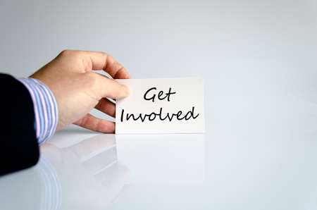 Get involved text concept isolated over white backgroundの写真素材