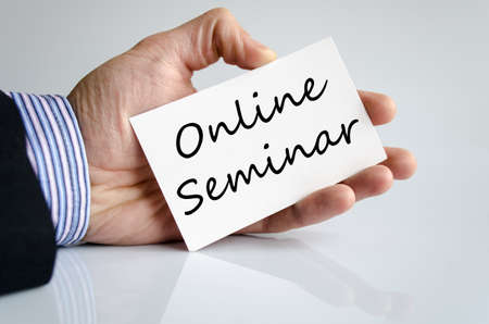 Online seminar text concept isolated over white backgroundの写真素材